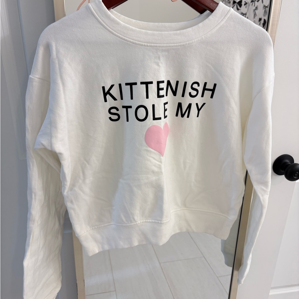 Kittenish Cream Sweatshirt with Black Text